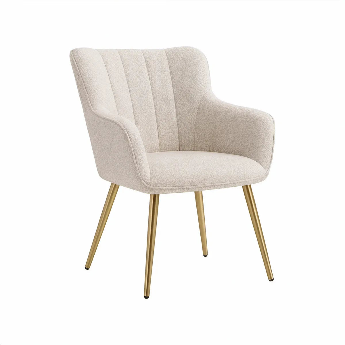 Cremefarvet bouclé med guldfarvet stålstel, 62 x 62 x 82 cm