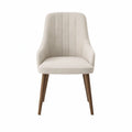 Polstret spisebordsstol med armlæn, 58 x 62 x 87 cm, beige og valnøddebrun