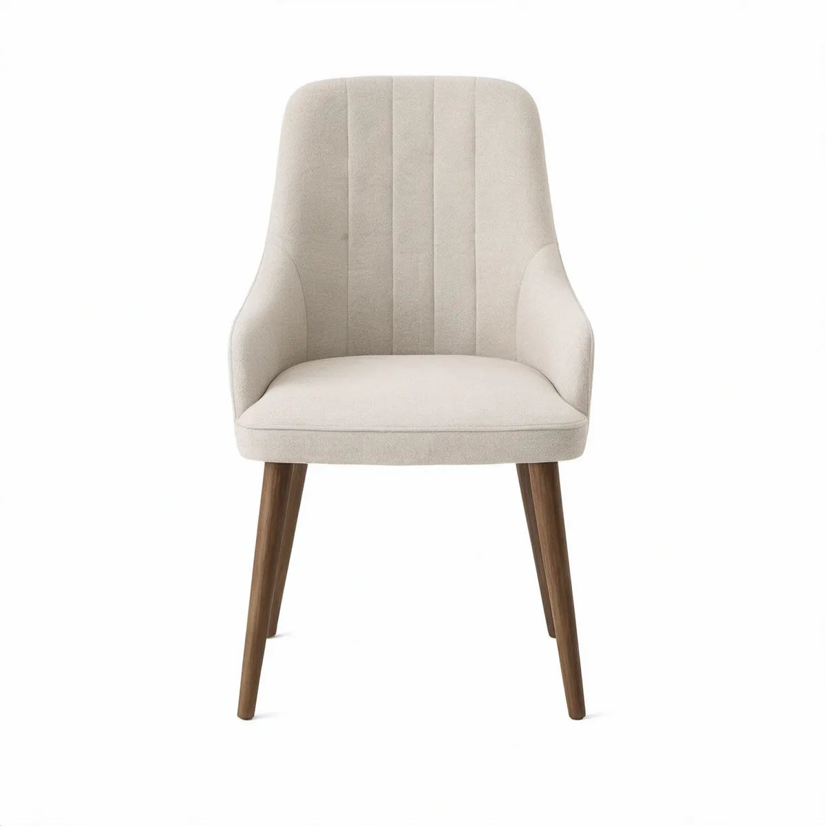 Polstret spisebordsstol med armlæn, 58 x 62 x 87 cm, beige og valnøddebrun