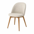 Spisebordsstol med polstret ryg, beige polyester og ben i massivt gummitræ, 48 x 56 x 84 cm
