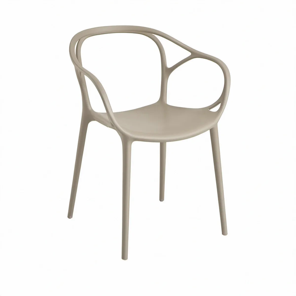 Taupe stol med armlæn i polypropylen, 57 x 50 x 84 cm
