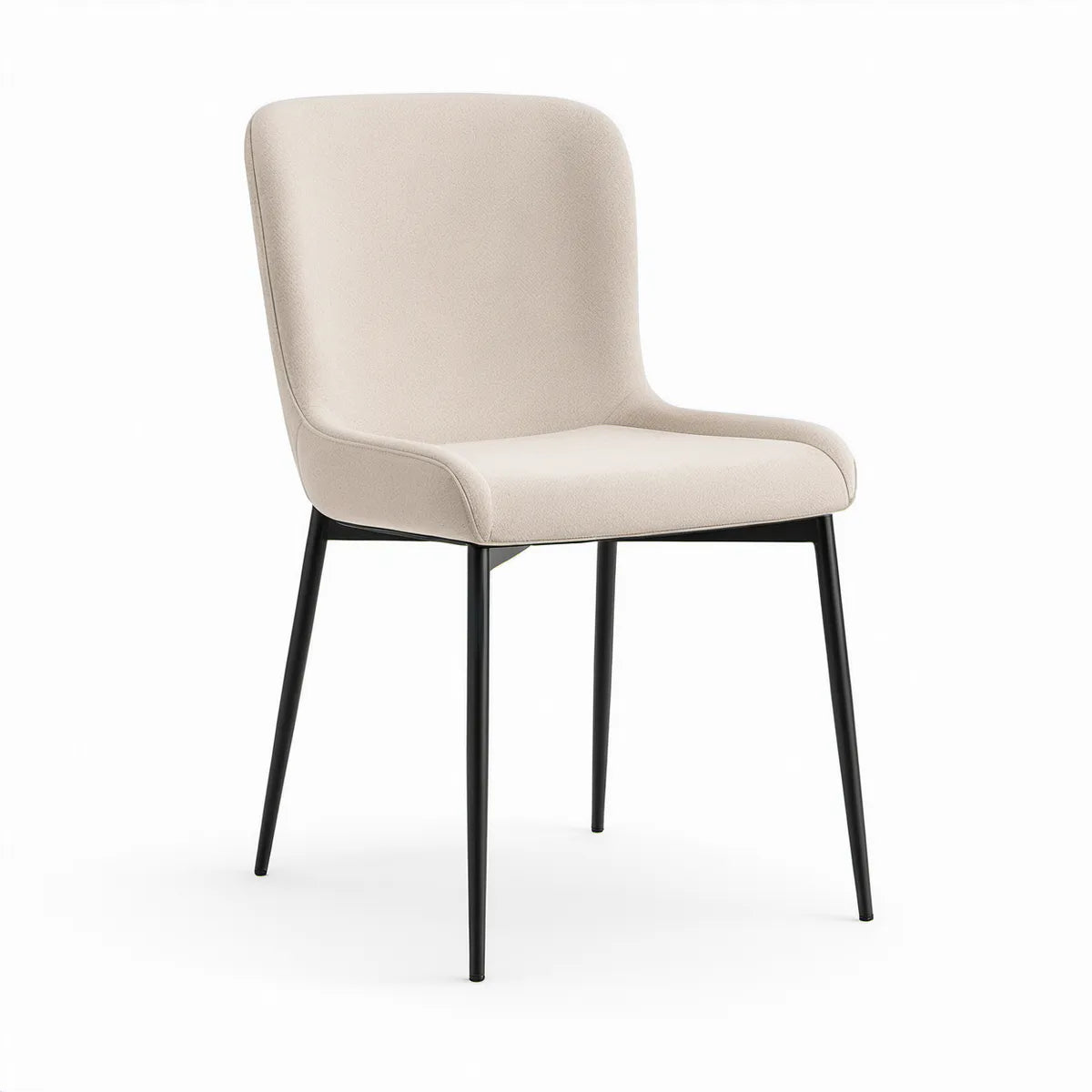 Polstret spisebordsstol med afrundet ryglæn, 50 x 59 x 82 cm, beige/sort