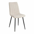Spisebordsstol med høj ryg, beige og sort stål, 45 x 55 x 88 cm