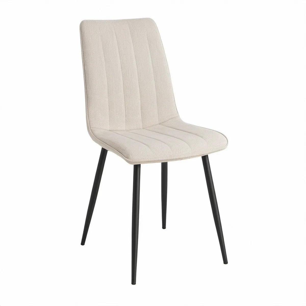 Spisebordsstol med høj ryg, beige og sort stål, 45 x 55 x 88 cm