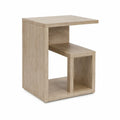 Asymmetrisk sengebord i lys eg med åbne hylder, 50 x 40 x 60 cm